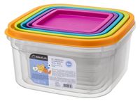 Set de boîtes de conservation alimentaire - Boîtes de conservation en plastique, 5 pièces - Avec couvercle - Adapté au micro-ondes - Réutilisable - Transparent