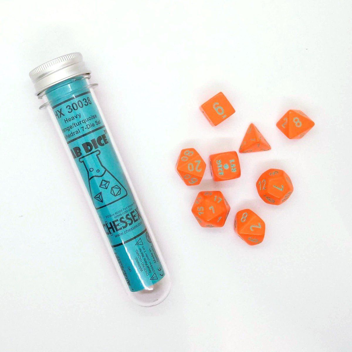 Chessex 8-Die set Lab Dice Heavy Orange/Turquoise | EAN: 0601982030223