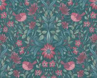 A.S. Création BLOEMEN EN VOGELS BEHANG | Botanisch & Dieren - donkergroen roze blauw - Vliesbehang