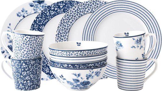 Laura Ashley Blueprint Collectables Serviesset 4 persoons - 12-delig - Porselein - Kerstservies