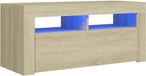 vidaXL Meuble TV avec éclairage LED, 90 x 35 x 40 cm, couleur chêne sonoma