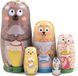 Poupées russes Matriochka en bois - Set de 5 - Chien - Lapin - Poulet et pingouin - Décoration d'anniversaire