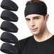 HENEN HANDELS UG Lot de 5 bandeaux pour hommes et femmes - Absorbant la transpiration - Polyester - Unisexe - Noir