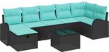 vidaXL Tuinbank Set 8-delig Zwart Polyrattan