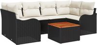 vidaXL Tuinbank Set Zwart Poly Rattan 4 Zitplaatsen