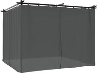 vidaXL Prieel met gordijnen 3x3 m staal antracietkleurig