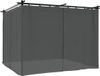 vidaXL Prieel met gordijnen 3x3 m staal antracietkleurig