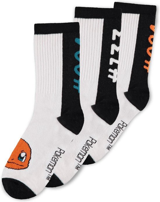 Difuzed pokémon - white sport socks (3pack)