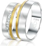 Lucardi Heren Vriendschapsring Maui - Ring - Vaderdag Cadeautje - Staal - Zilver- en Goudkleurig