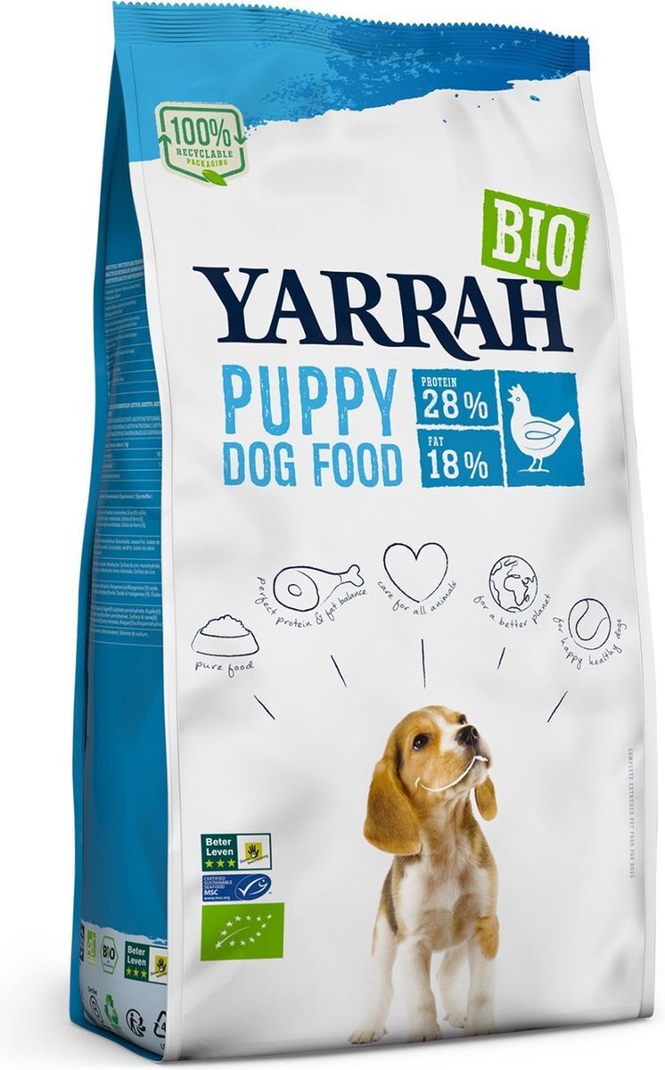 YARRAH 2 kg dog biologische brokken puppy kip hondenvoer