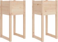 vidaXL Plantenbakken 2 st 40x40x81 cm massief grenenhout - bruin