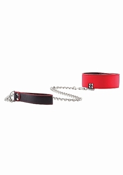 Ouch! Reversible Collar with Leash - Red / Black