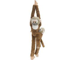Wild Republic Pluche Hangende Aap met Baby - Bruin - 53 cm