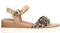 No Stress Dames Beige Suède Sandalen met Leopard Details Maat 36