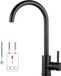 Unyqoos® Robinet de cuisine basse pression, noir, pivotant à 360°, acier inoxydable