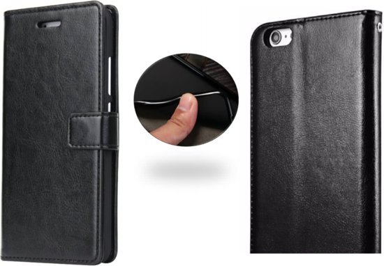 iCall Apple iPhone 8 / 7 - Leren Portemonnee Hoesje Zwart - Lederen Wallet Case TPU - Book Case - Flip Cover - Klap - 360 beschermend Telefoonhoesje