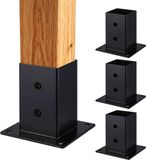 Merkloos Paalhouder - 4 stuks - 9x9 cm - zwart