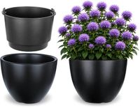 KADAX Bloempot met binnenpot, plastic sierpot vorstbestendig voor bloemen en planten, staand antraciet 39,5x30cm