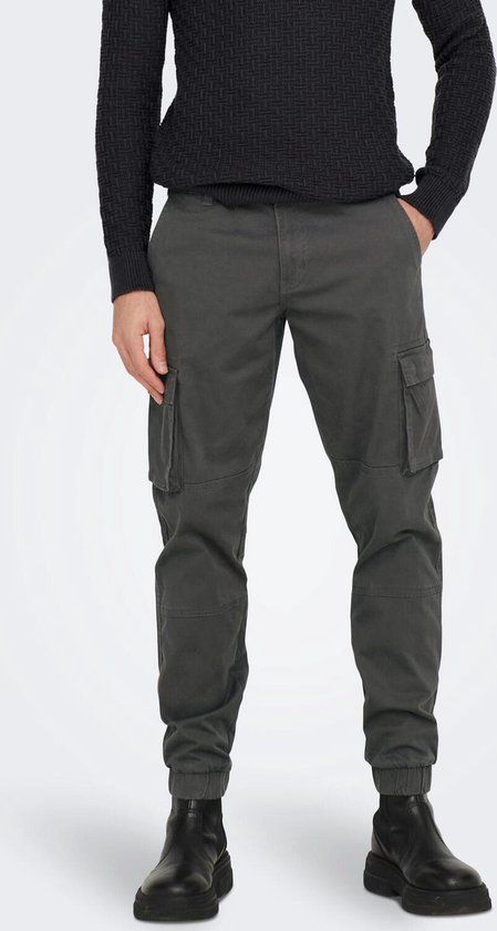 Only & Sons Broek Onscam Stage Cargo Cuff Pk 6687 - Grey Pinstripe - Men's Size W32 X L34