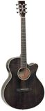 Tanglewood Winterleaf 4 CE BS Super Folk Cutaway Massief Bovenblad Elektro-Akoestische Gitaar Black Hoogglans