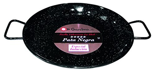 La Ideal 85242 Geëmailleerde Paella Pan, 42 cm, Staal, Zwart