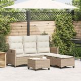 Prolenta Maison Exclusive - Tuinset voor de tuin, 3-delig, met kussens in L-vorm, beige kleur