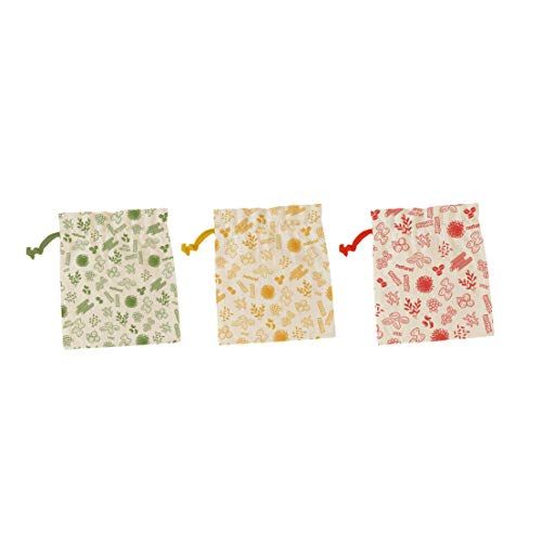 Pebbly Bulkzakjes van biologisch katoen, zakjes met trekkoord, perfect voor het bewaren van droge goederen, zoals rijst, pasta, noten, en het verminderen van voedselverspilling, 20 x 25 cm, set van 3