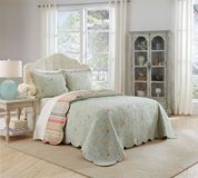 Waverly Garden Glitz Moderne Boerderij Bloemen 3-delige Omkeerbare Quilt Beddengoed Spread Set, Queen, Vapor