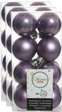 Decoris kleine kerstballen - 48x st - lila paars - 4 cm - kunststof