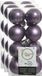 Decoris kleine kerstballen - 48x st - lila paars - 4 cm - kunststof