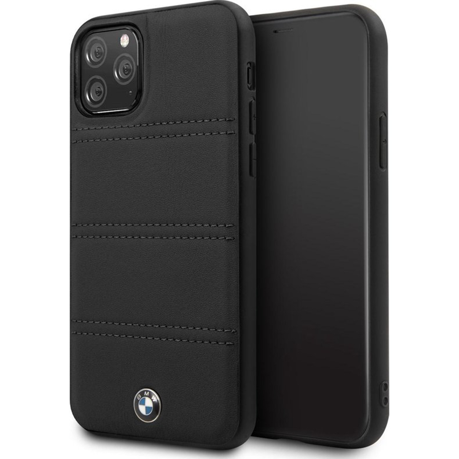 BMW Backcover hoesje Hardcase geschikt voor Apple iPhone 11 Pro Max - Zwart - Real Leather - BMHCN65PELBK