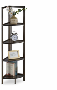 Merkloos Relaxdays Hoekkast - 4 Planken - Boekenkast Bamboe - Klapbaar - Donkerbruin