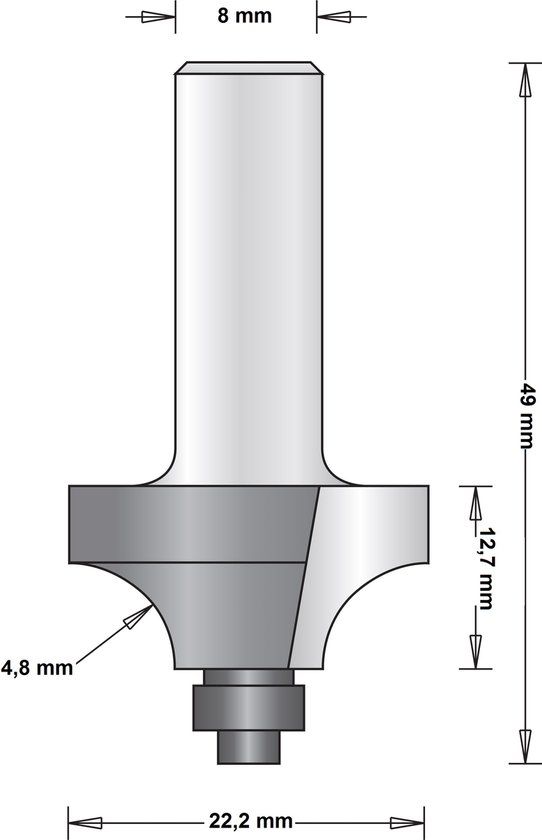 Hikoki Accessoires Hitachi 8 mm afrondfrees duivejager met onderlager 22.2 x 49 x 4.8mm
