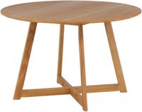 Hioshop Yadikon eetkamertafel Ø120cm, uittrekbaar met extra plaat eik decor