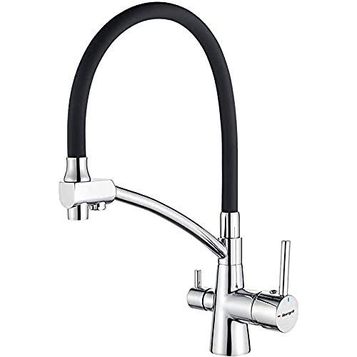 Ibergrif Kitchen Sink Tap Osmosis with Flexible and Double Handle, Sprayer 3 in 1 for Aguay Filter Purifier Tap, Chrome
