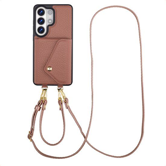 Selencia Hoesje - Geschikt voor Samsung Galaxy S26 Ultra - Sera Koordhoes met pashouder envelop - Old Pink