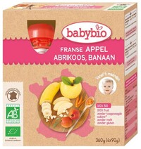 Babybio Appel abrikoos banaan bio 4x90g