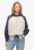 Superdry Essential Logo Raglan Zip Hoodie Dames Desert Bone OW/Mariner Navy