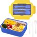 Ibenzoa® Duurzame Lunchbox met Drie Compartimenten - Blauw