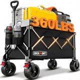 Overmont Ultracompacte opvouwbare wagenwagen - 150L draagbare vouwwagen met all-terrain wielen, utility opvouwbare wagen voor strand, kruidenierswinkel, camping, tuin - 350 lbs draagvermogen