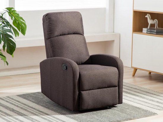 Vente-unique ISAO Relaxstoel - Donkerbruin - Stof - Metaal - 101 x 91 x 65 cm