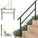 Garde-corps métallique d'escalier - Angle réglable - Convient pour 0-4 marches - Noir - 138 x 92 cm