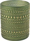 Countryfield Luxe theelichthouder - Aurora - glas - olijfgroen/goud - D8 x H10 cm
