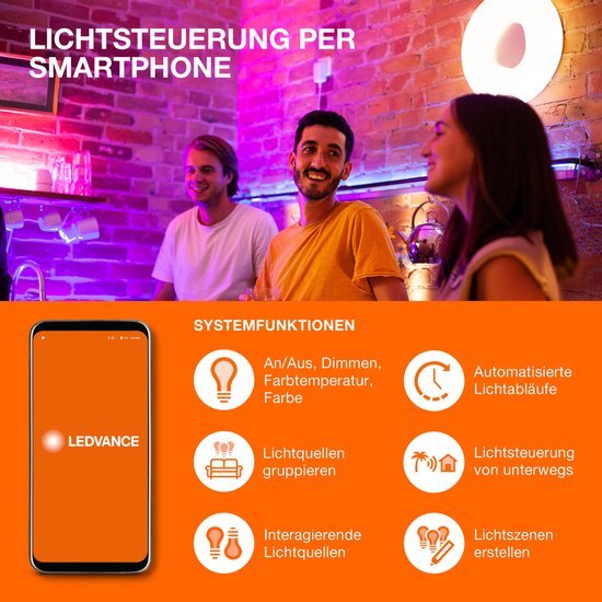 Ledvance Slimme LED lamp met ZigBee technologie, E27-basis gouden glas ,Warm wit (2400K), 680 Lumen, substituut voor 52W-verlichtingsmiddel slim dimbaar, 1-Pak