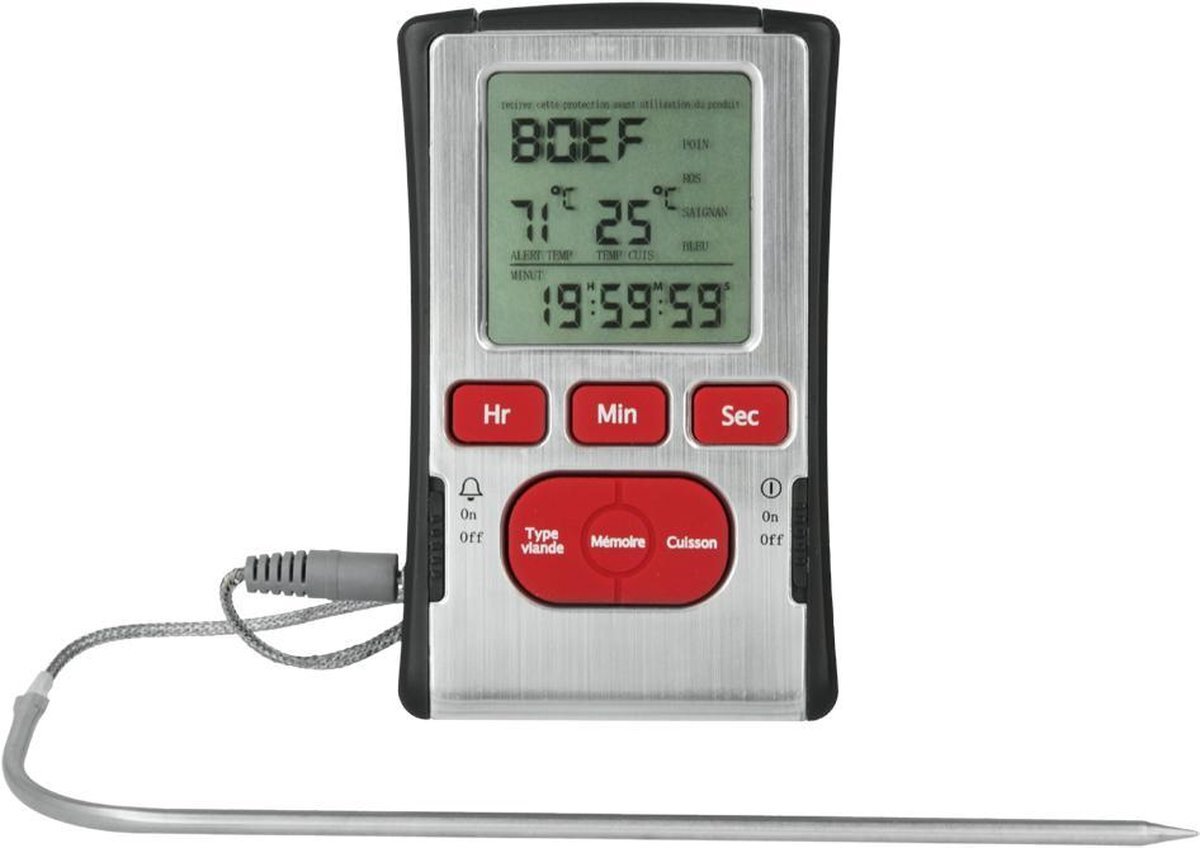 Metaltex | Tomado kookthermometer digitaal RVS zilver/rood