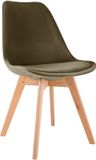 CLP Linares Eetkamerstoel - Design Keukenstoel - Scandinavisch Kuipstoel - Houten Poten Fluweel/donkerbruin