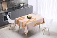Bonamaison Tafelkleed, Anti-Mold, Sneldrogend, Waterdicht, 100% Polyester Tafellaken, Oranje, gebroken wit, 140 x 140 Cm - Ontworpen en Vervaardigd in Turkije