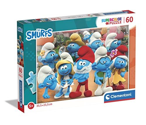 Clementoni - The Smurfs 26191 Supercolor Smurfs-60 stuks kinderen 4 jaar, puzzel cartoons Made in Italy, meerkleurig