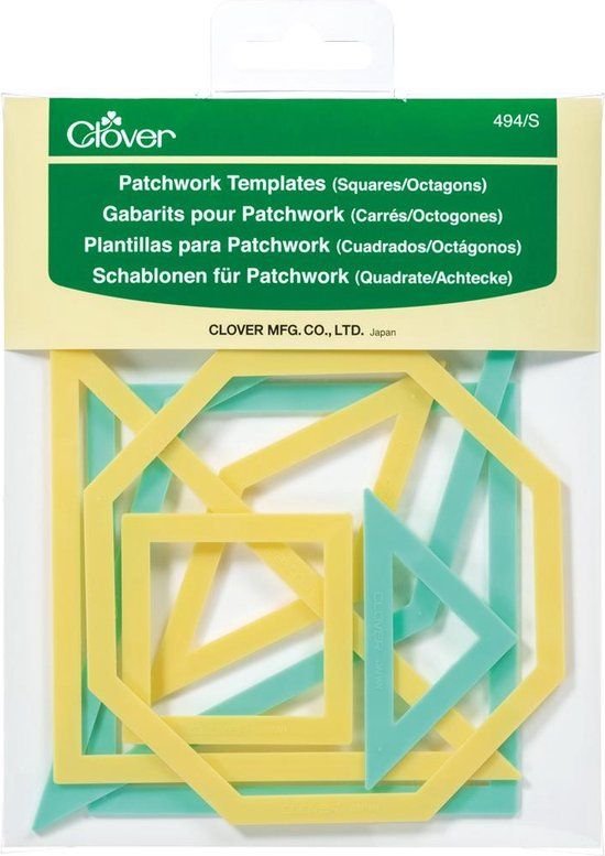 Clover Patchwork Templates - 7 Piece Set - Plastic - Green/Yellow