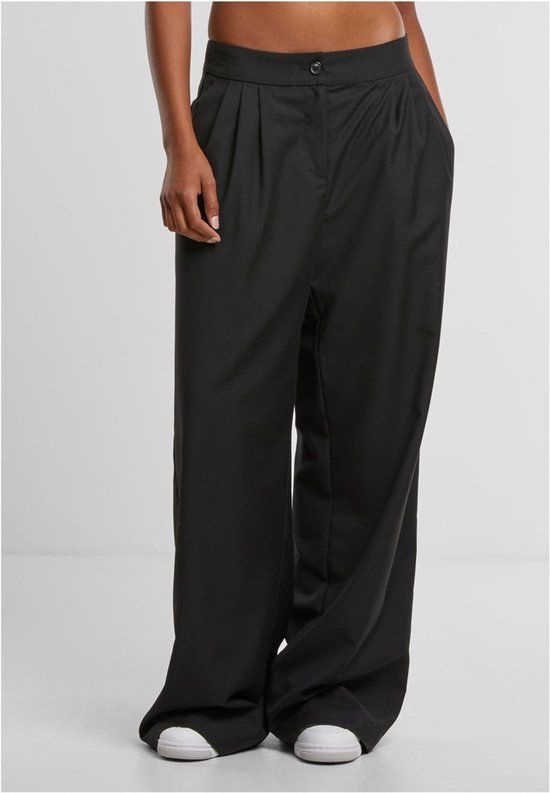 Urban Classics Dames Stoffen broek - Zwart - Maat M
